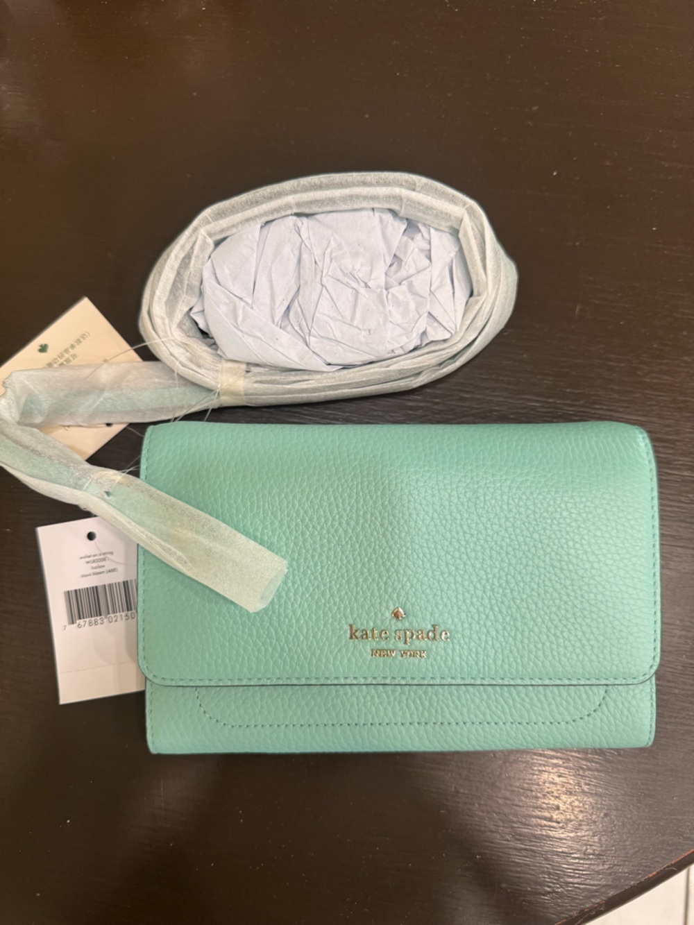 kate spade wallet on a string aqua bloom